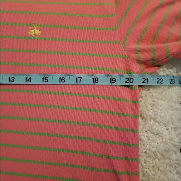Brooks Brothers Pink Green Stripe Polo M - Picture 9 of 9